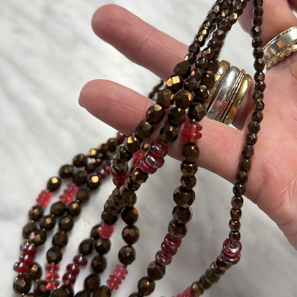 80's Vintage Jay Strongwater Multi Strand Crystal Necklace with Pendant - Picture 6 of 16